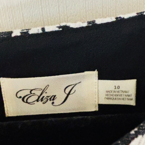 Eliza J Black and White Sheath Dress Office Dress 3/4 Sleeve Dress SZ 10 - Picture 6 of 10